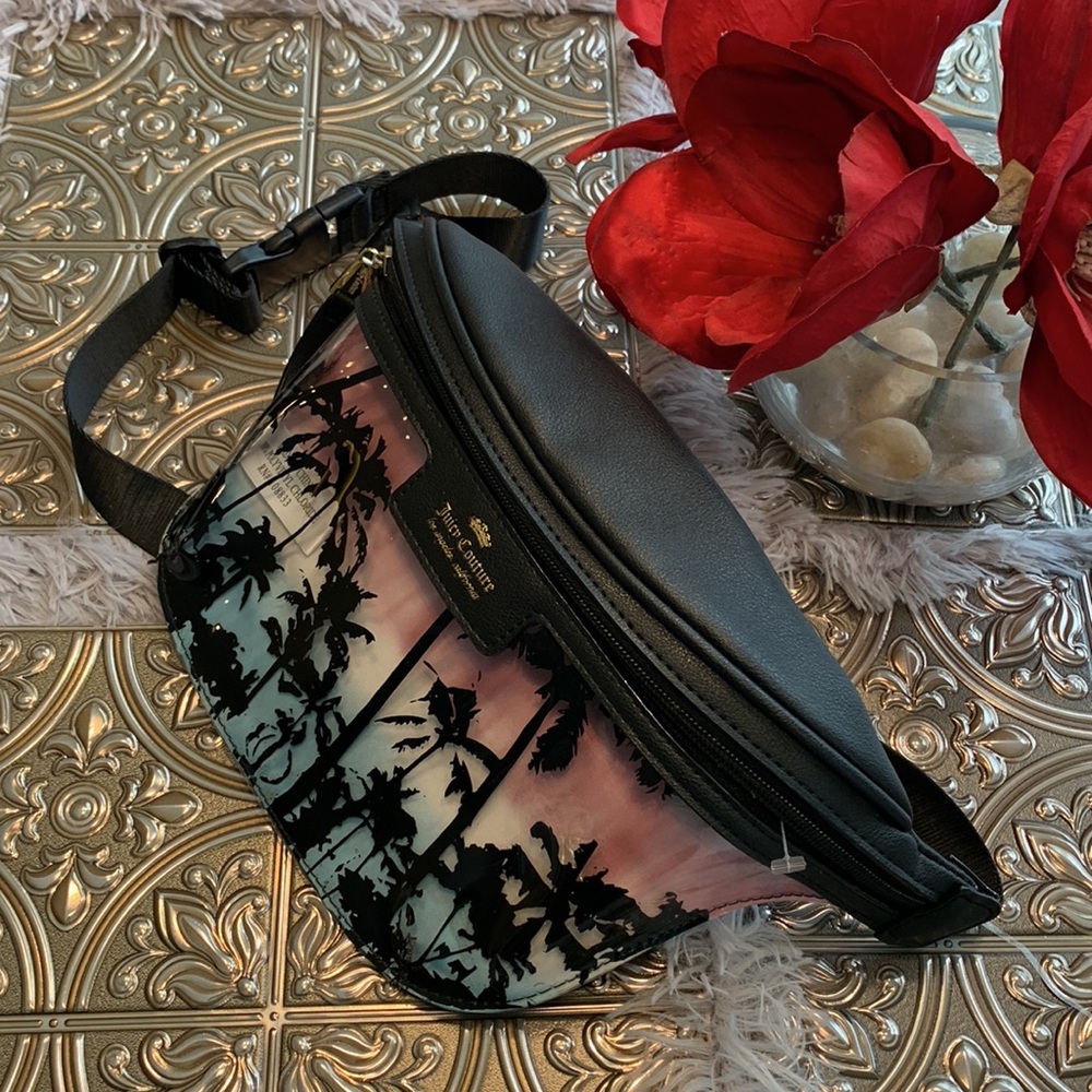 🌹Juicy Couture • Tropical Black & Pink TRENDY Fanny PACK •